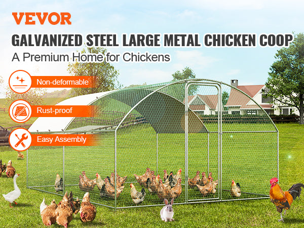 Large Metal Walk In Chicken Coop, 9.8X12.9X6.5 Ft