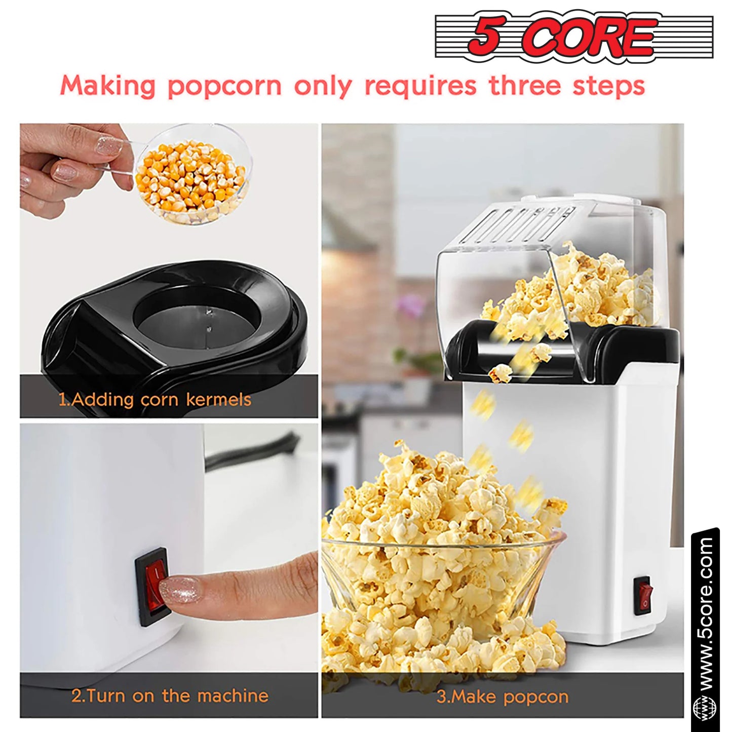 16 Cup Hot Air Popcorn Popper - Portable