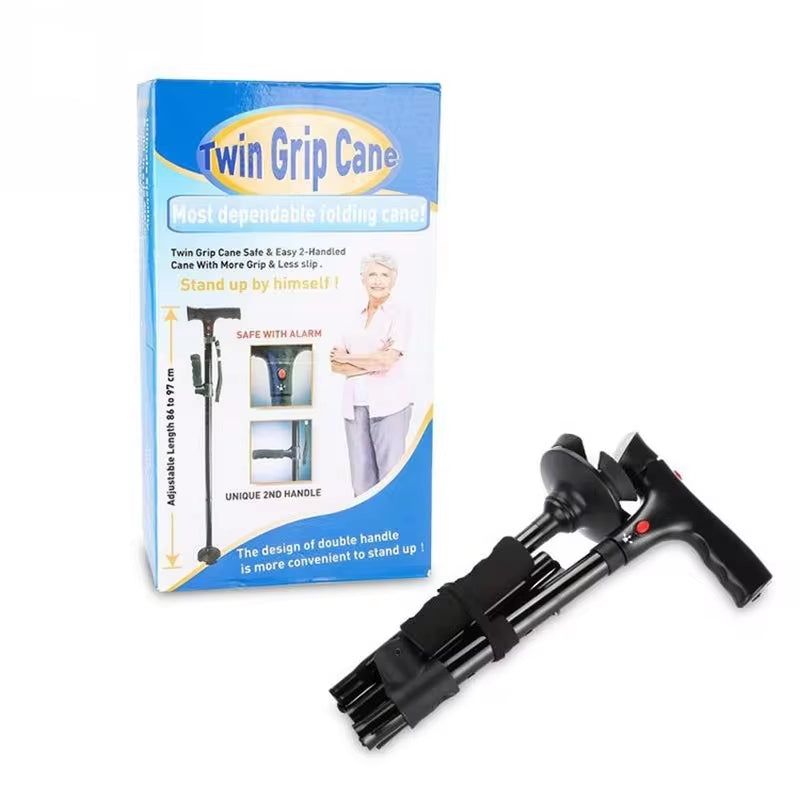 Collapsible Walking Cane With LED Light and Help Alarm 