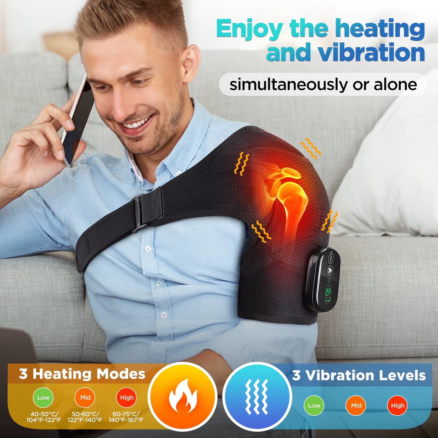 Cordless Portable Heating Pad and Shoulder Massager