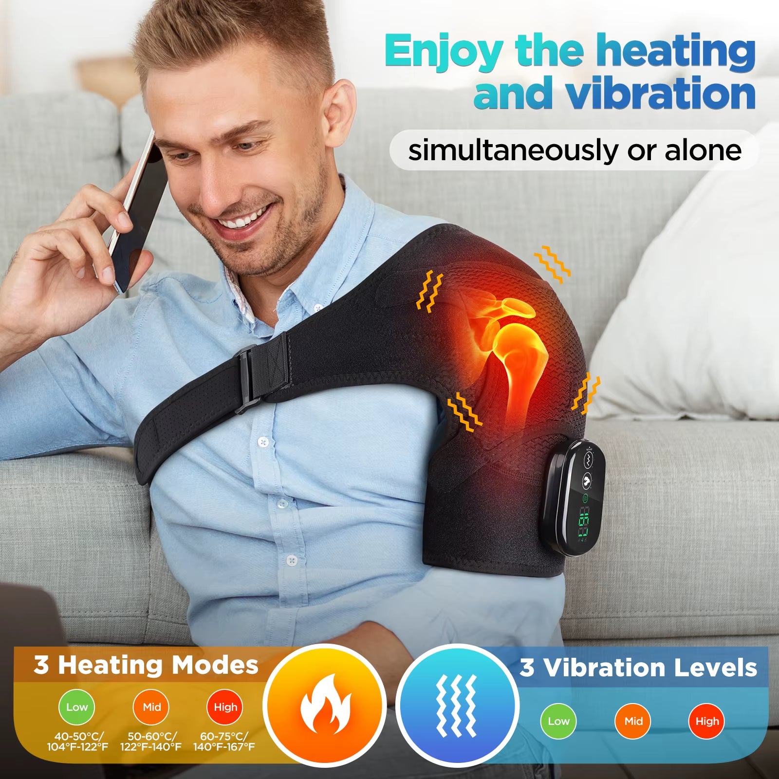 Cordless Portable Heating Pad and Shoulder Massager