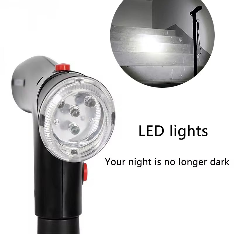 Collapsible Walking Cane With LED Light and Help Alarm 