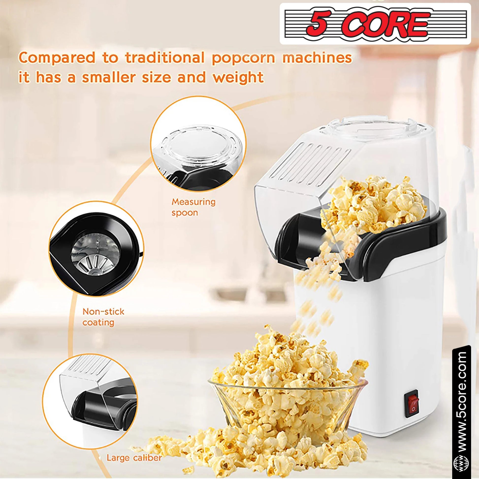 16 Cup Hot Air Popcorn Popper - Portable